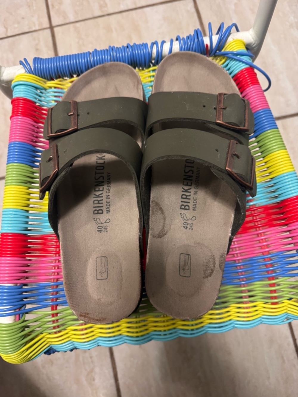 Birkenstock Kids Two-Strap Sandals in Olive